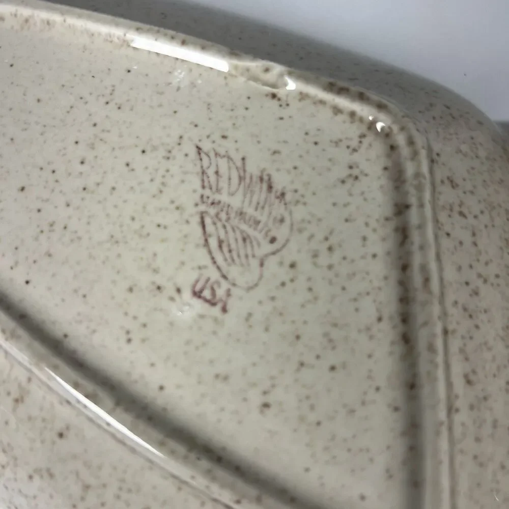Vintage Mid-Century Red Wing Pottery Bob White  Boomerang,  Divided Serving Dish